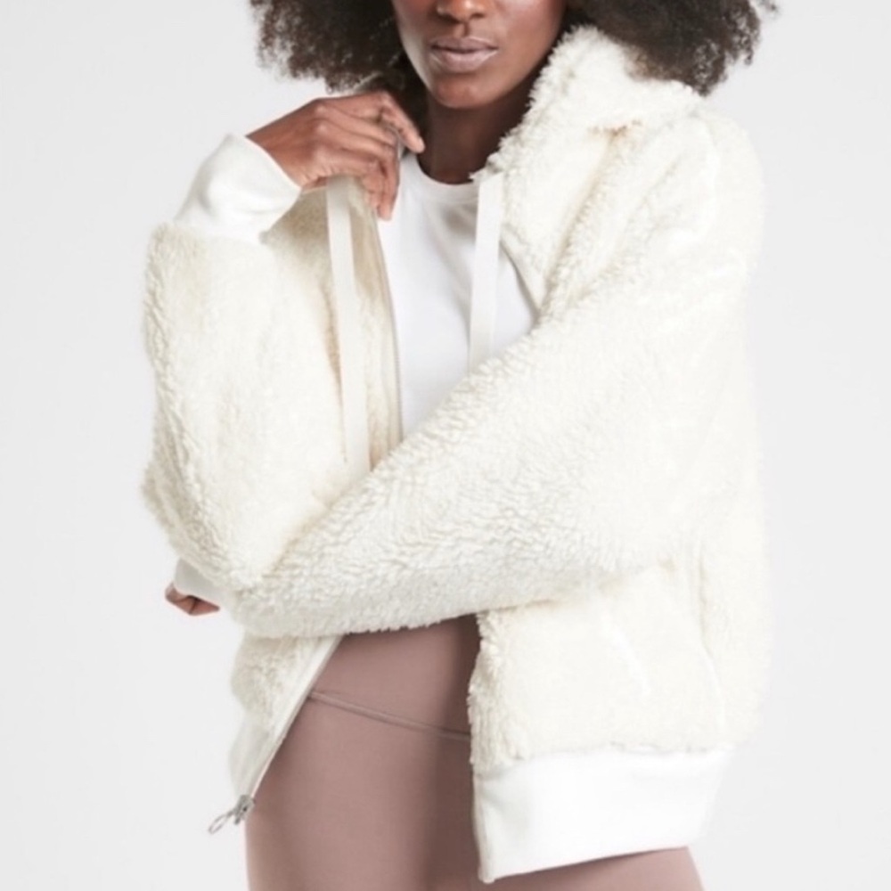 Athleta Sherpa Sea Salt Reversible Oversized Hoodie Jacket - NWT - Size XXXL